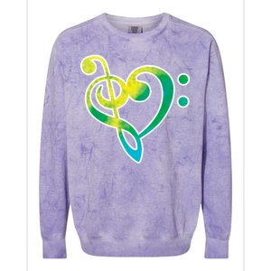 Watercolor Heart Bass Clef Colorblast Crewneck Sweatshirt