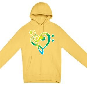 Watercolor Heart Bass Clef Premium Pullover Hoodie