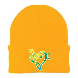 Watercolor Heart Bass Clef Knit Cap Winter Beanie