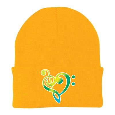 Watercolor Heart Bass Clef Knit Cap Winter Beanie