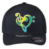 Watercolor Heart Bass Clef Flexfit Unipanel Trucker Cap