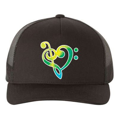 Watercolor Heart Bass Clef Yupoong Adult 5-Panel Trucker Hat