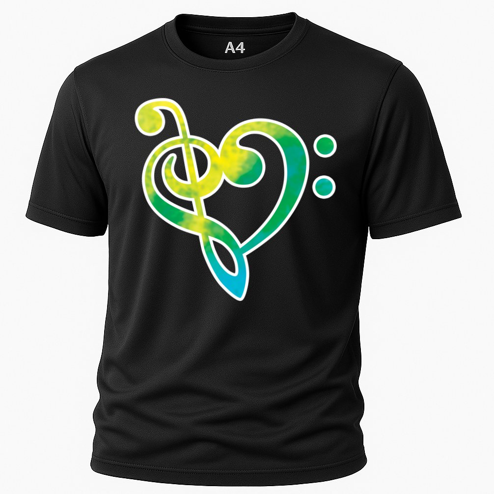 Watercolor Heart Bass Clef Cooling Performance Crew T-Shirt
