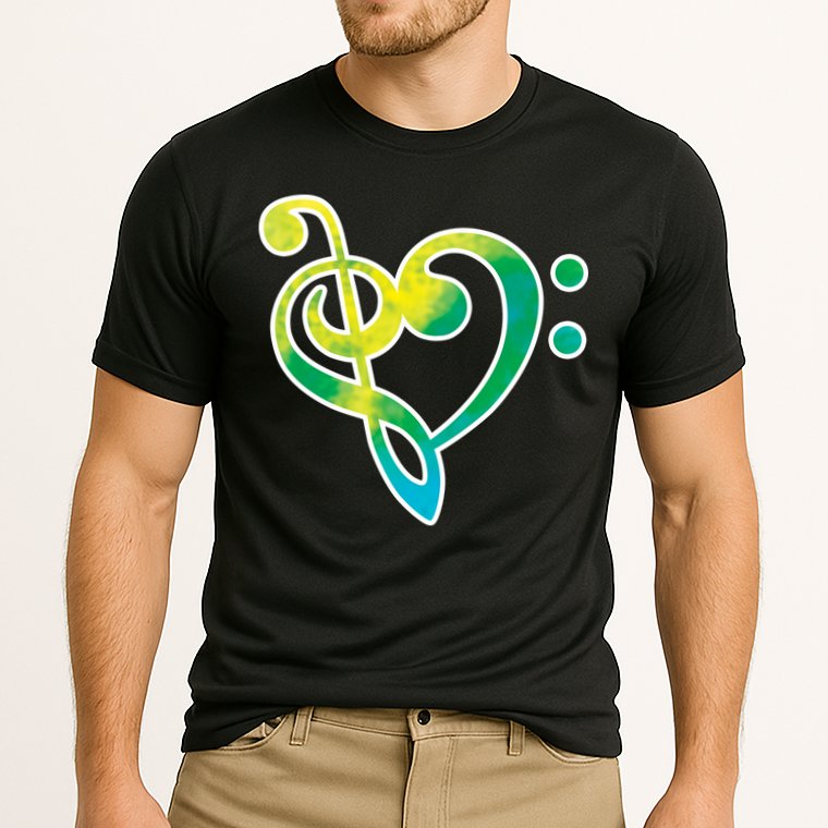 Watercolor Heart Bass Clef Cooling Performance Crew T-Shirt