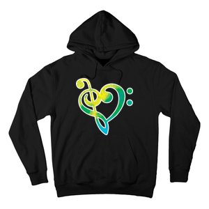 Watercolor Heart Bass Clef Hoodie