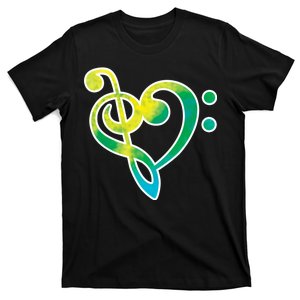 Watercolor Heart Bass Clef T-Shirt