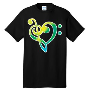 Watercolor Heart Bass Clef Tall T-Shirt