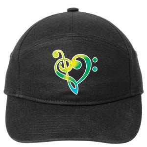 Watercolor Heart Bass Clef 7-Panel Snapback Hat