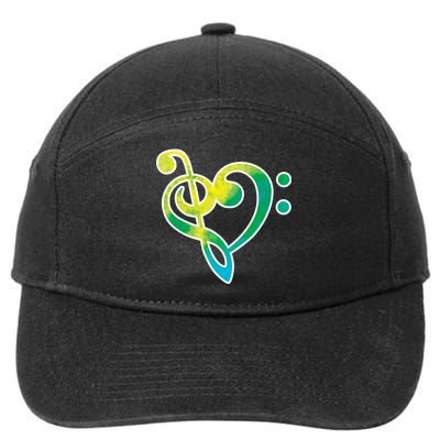 Watercolor Heart Bass Clef 7-Panel Snapback Hat