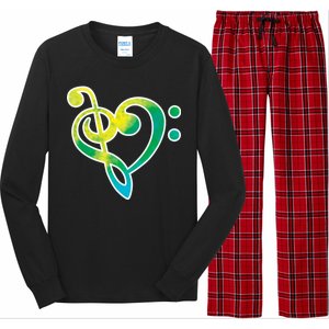 Watercolor Heart Bass Clef Long Sleeve Pajama Set