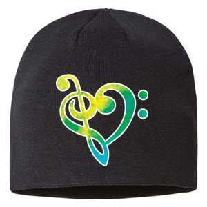 Watercolor Heart Bass Clef Sustainable Beanie