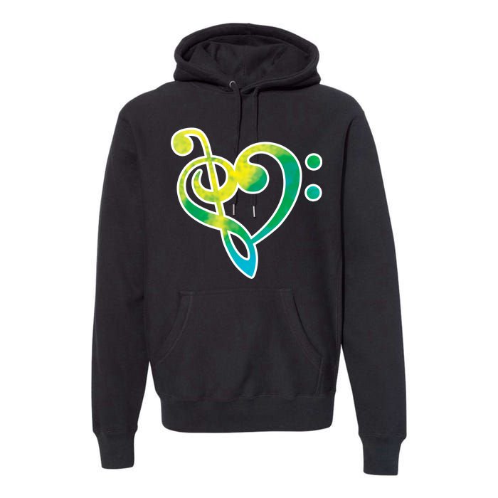 Watercolor Heart Bass Clef Premium Hoodie