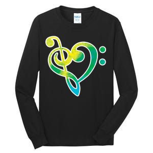 Watercolor Heart Bass Clef Tall Long Sleeve T-Shirt