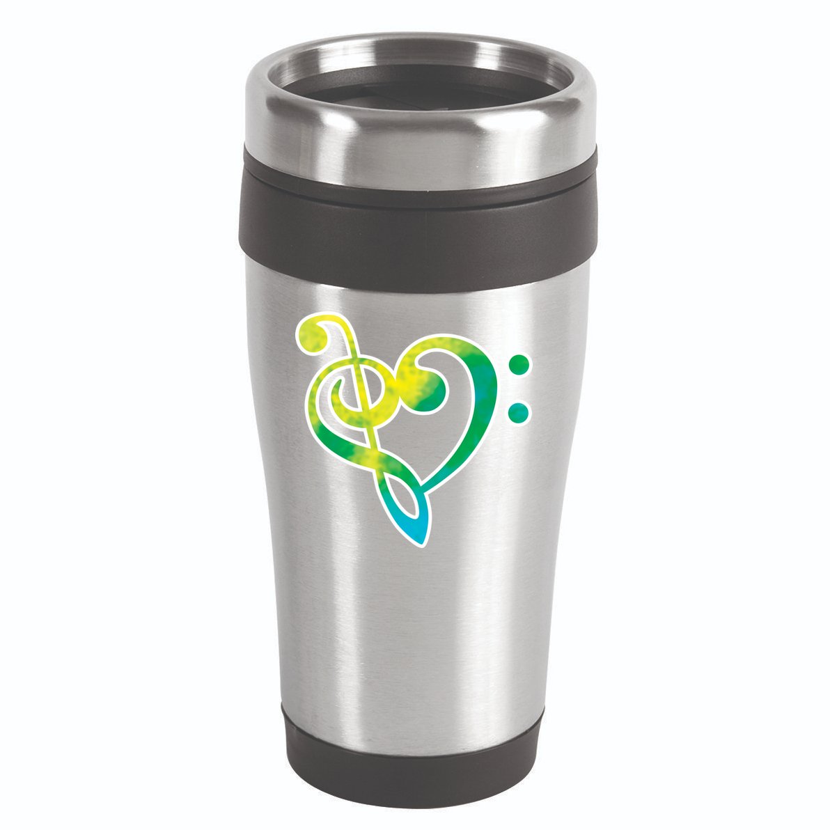 Watercolor Heart Bass Clef 16oz Travel Tumbler