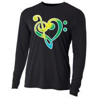 Watercolor Heart Bass Clef Cooling Performance Long Sleeve Crew