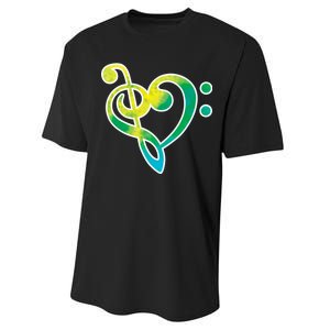 Watercolor Heart Bass Clef Performance Sprint T-Shirt