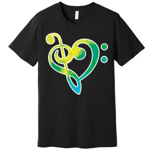 Watercolor Heart Bass Clef Premium T-Shirt