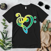 Watercolor Heart Bass Clef Premium T-Shirt