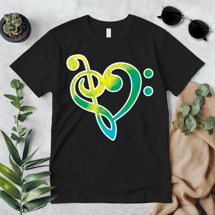 Watercolor Heart Bass Clef Premium T-Shirt