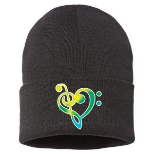 Watercolor Heart Bass Clef Sustainable Knit Beanie