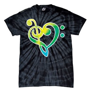 Watercolor Heart Bass Clef Tie-Dye T-Shirt