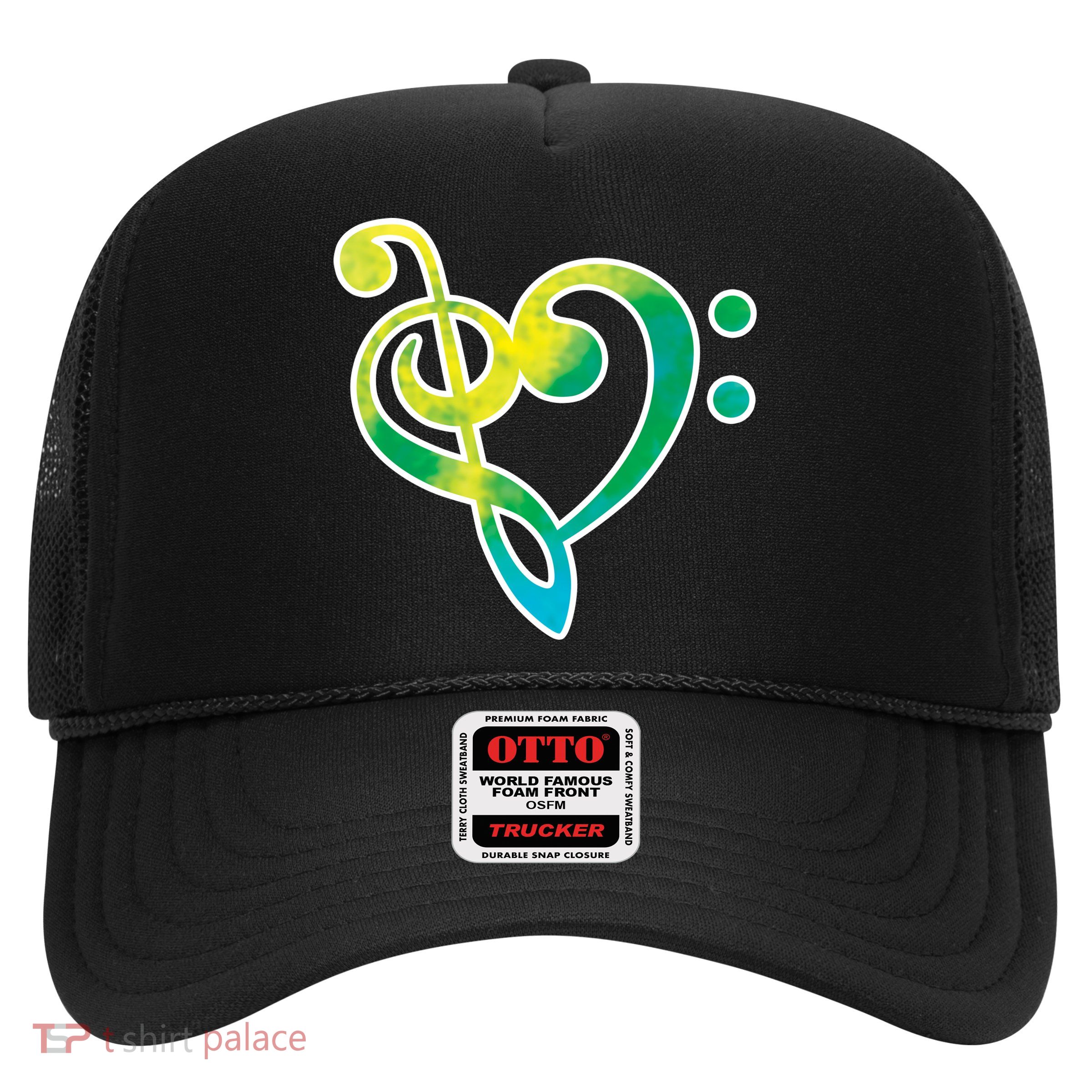 Watercolor Heart Bass Clef Trucker Hat