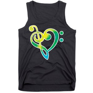 Watercolor Heart Bass Clef Tank Top