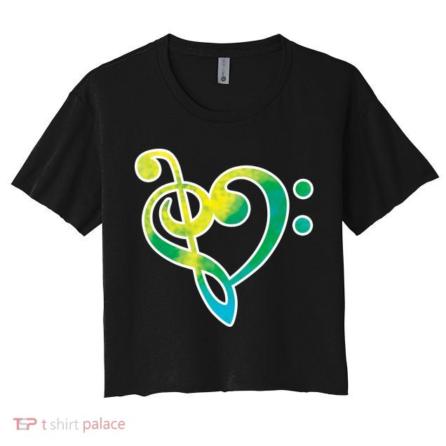Watercolor Heart Bass Clef Crop Top