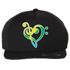 Watercolor Heart Bass Clef Wool Snapback Cap