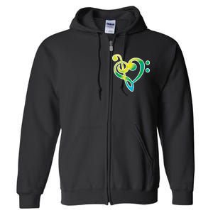 Watercolor Heart Bass Clef Full Zip Hoodie