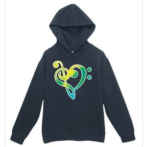 Watercolor Heart Bass Clef Urban Pullover Hoodie