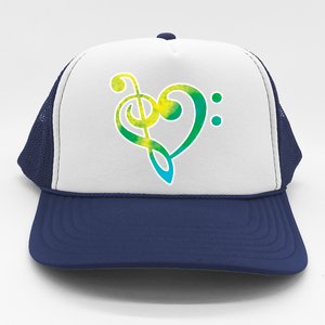 Watercolor Heart Bass Clef Trucker Hat