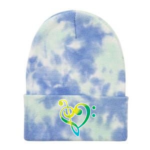 Watercolor Heart Bass Clef Tie Dye 12in Knit Beanie