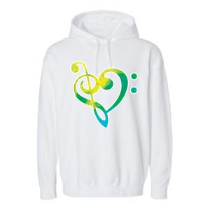 Watercolor Heart Bass Clef Garment-Dyed Fleece Hoodie