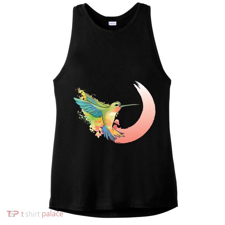 Watercolor Hummingbird Ladies PosiCharge Tri-Blend Wicking Tank
