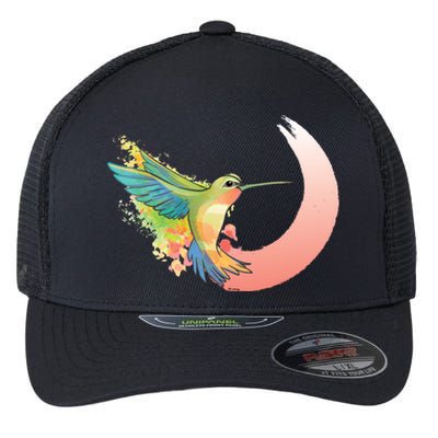 Watercolor Hummingbird Flexfit Unipanel Trucker Cap