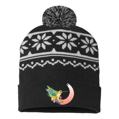 Watercolor Hummingbird USA-Made Snowflake Beanie