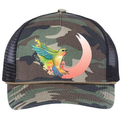 Watercolor Hummingbird Retro Rope Trucker Hat Cap