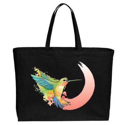 Watercolor Hummingbird Cotton Canvas Jumbo Tote