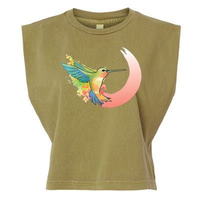 Watercolor Hummingbird Garment-Dyed Women's Muscle Tee