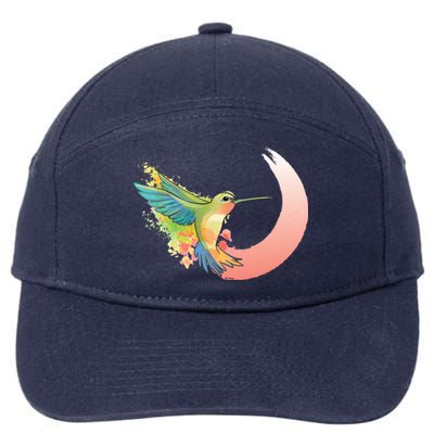 Watercolor Hummingbird 7-Panel Snapback Hat