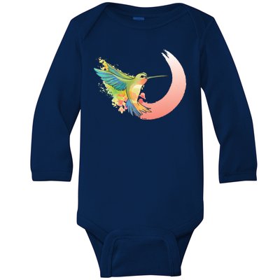 Watercolor Hummingbird Baby Long Sleeve Bodysuit