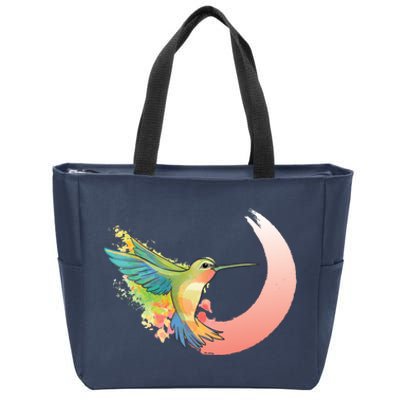 Watercolor Hummingbird Zip Tote Bag