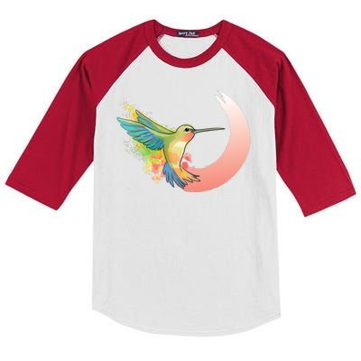 Watercolor Hummingbird Kids Colorblock Raglan Jersey