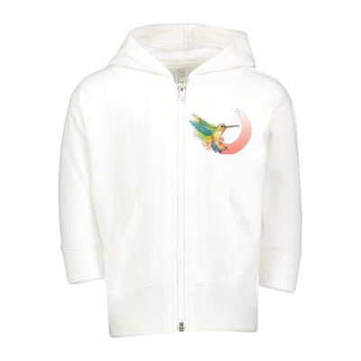 Watercolor Hummingbird Toddler Zip Fleece Hoodie