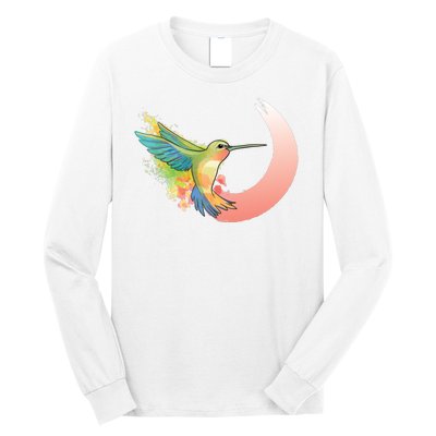 Watercolor Hummingbird Long Sleeve Shirt