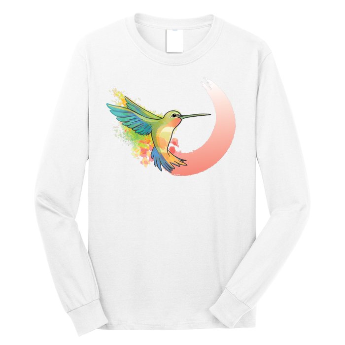 Watercolor Hummingbird Long Sleeve Shirt