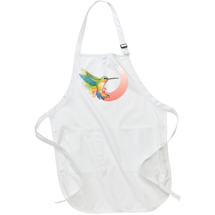 Watercolor Hummingbird Full-Length Apron With Pockets