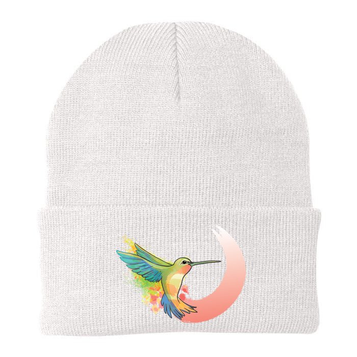 Watercolor Hummingbird Knit Cap Winter Beanie