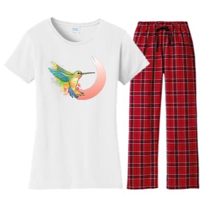 Watercolor Hummingbird Women's Flannel Pajama Set